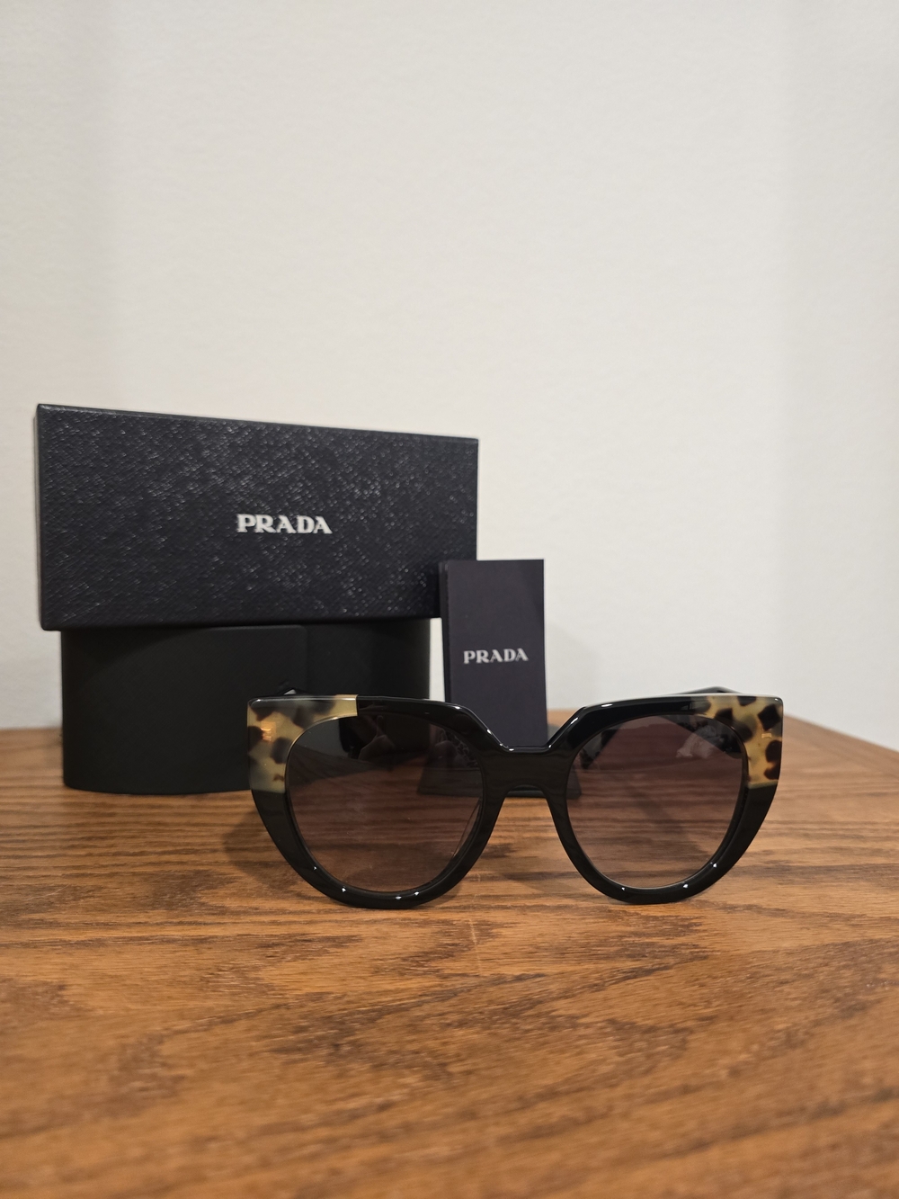 Prada Women's Black Tortoiseshell Cat-Eye Sunglasses